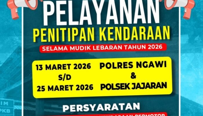 Mudik Tenang Tanpa Waswas, Polres Ngawi Buka Layanan Penitipan Kendaraan Gratis