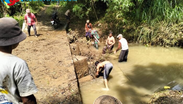Antisipasi Banjir Susulan, Babinsa dan Warga Kedung Banteng Bersihkan Material Sungai