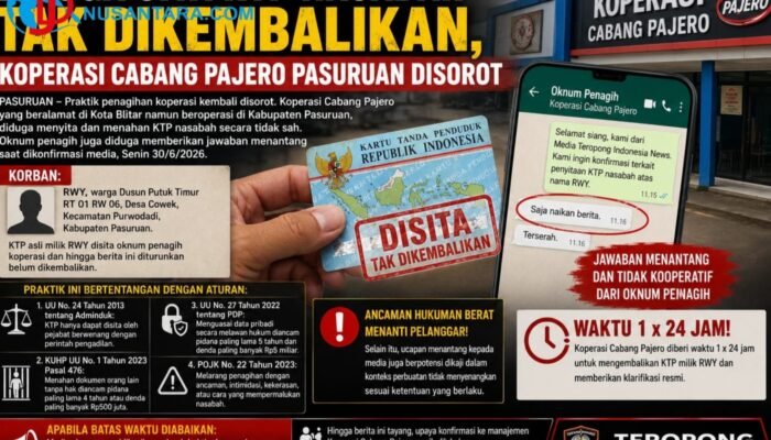 Diduga Sita KTP Nasabah secara Ilegal, Koperasi Cabang Pajero Pasuruan Disorot