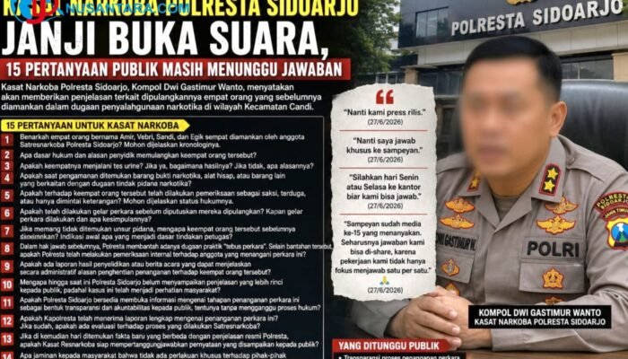 Kasat Narkoba Polresta Sidoarjo Janji Buka Suara, 15 Pertanyaan Publik Soal Empat Terduga Pengguna Sabu Masih Menunggu Jawaban