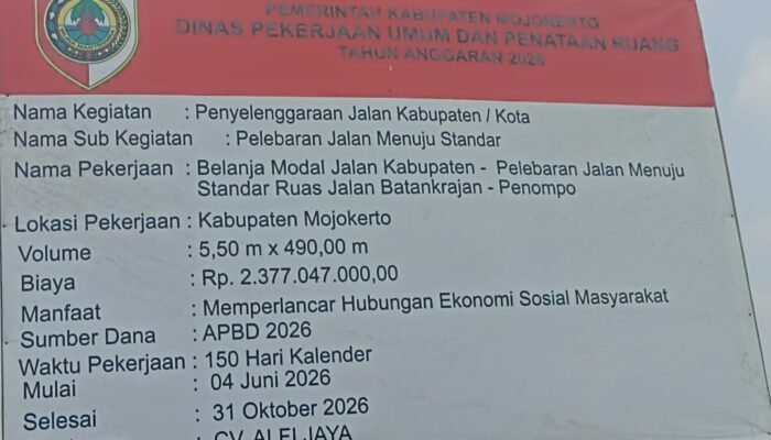 Tepis Isu Minim Pengawasan, DPUPR Mojokerto Pastikan Proyek Batankrajan–Penompo Sesuai Spesifikasi