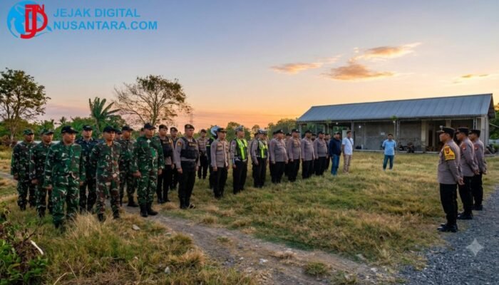 Amankan Puncak Acara Wong Bodho Sidowungu, Kapolsek Menganti Pimpin Apel Gabungan TNI-Polri