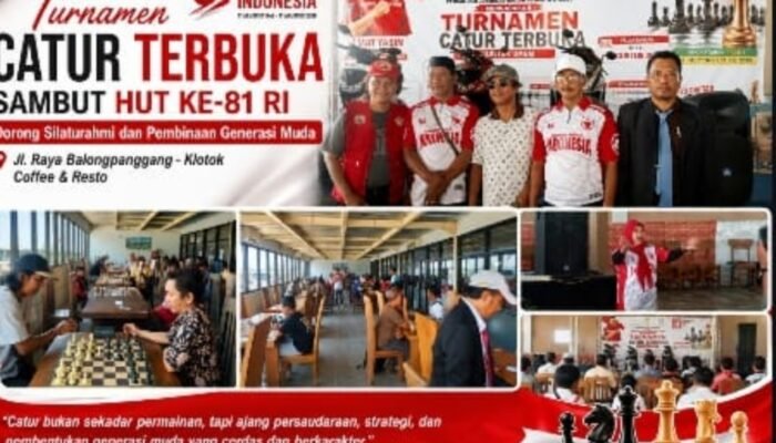 Semarak HUT ke-81 RI, Balongpanggang Gresik Gelar Turnamen Catur Terbuka