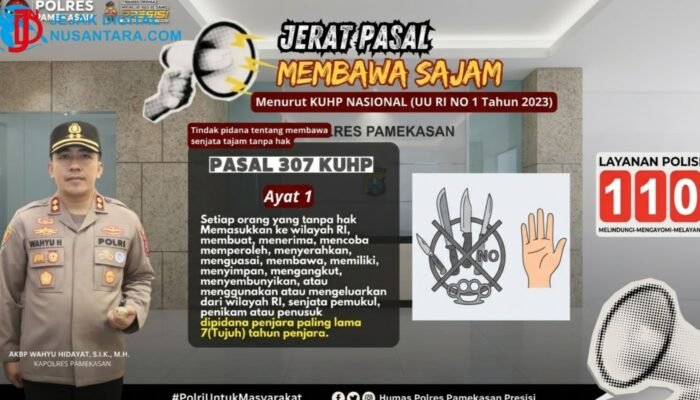 Aturan Baru KUHP Berlaku: Polres Pamekasan Larang Warga Bawa Sajam di Tempat Umum