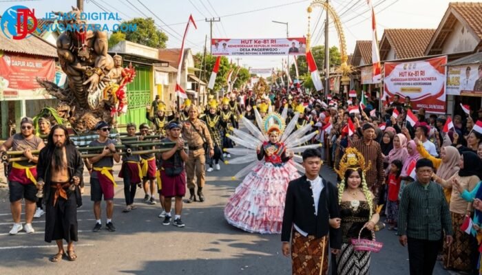 Meriahkan HUT Ke-81 RI, Ribuan Warga Pagerwojo Sidoarjo Gelar Parade Ogoh-Ogoh dan Pesta Rakyat