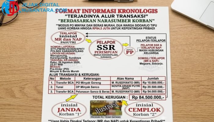 Penipuan Modus PO Sembako Murah di Surabaya: Pasutri Asal Sidoarjo Embat Rp84,5 Juta, Korban Bertambah