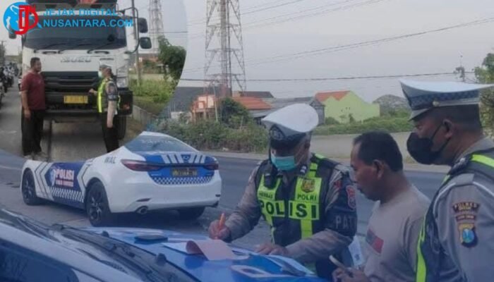 Nekat Melanggar Jam Operasional, Satlantas Polres Gresik Tilang 3 Sopir Truk Mokong