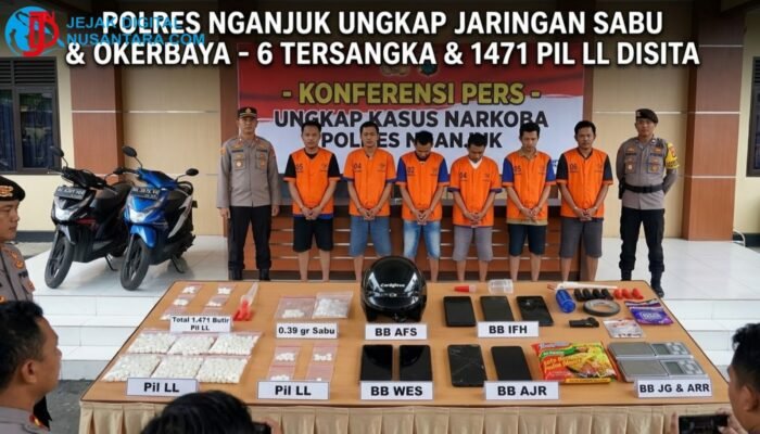 Polres Nganjuk Ringkus 6 Tersangka Narkoba dan Sita Ribuan Pil LL serta Sabu