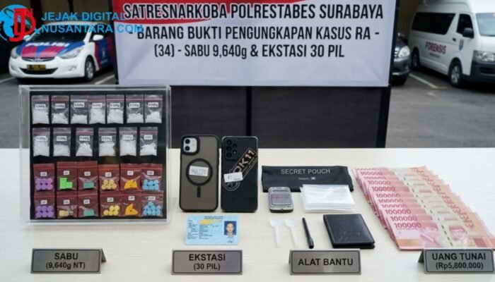 Lagi, Polrestabes Surabaya Ringkus Pengedar Sabu dan Ekstasi Residivis Asal Jombang di Kos Simo Sidomulyo