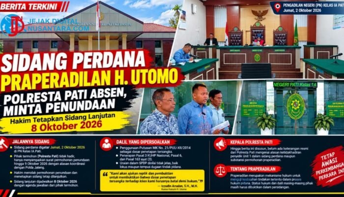 Mangkir di Sidang Perdana Praperadilan H. Utomo, Polresta Pati Minta Tunda Sidang