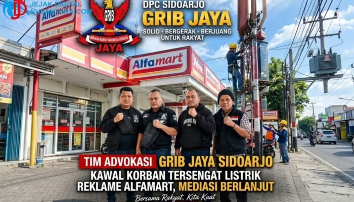 Tim Advokasi GRIB Jaya Sidoarjo Kawal Kasus Tersengat Listrik Reklame Alfamart Wonokasian, Tuntut Tanggung Jawab Nyata