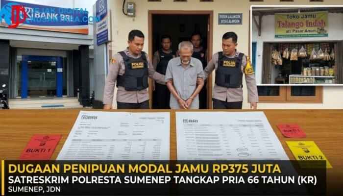 Dugaan Penipuan Modal Jamu Rp375 Juta di Sumenep, Satreskrim Tangkap Pria 66 Tahun
