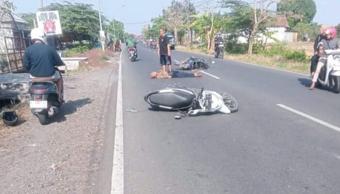 Kecelakaan Beruntun Akibat Sein Mendadak di Cerme Gresik: Dua Pemotor Alami Luka Berat